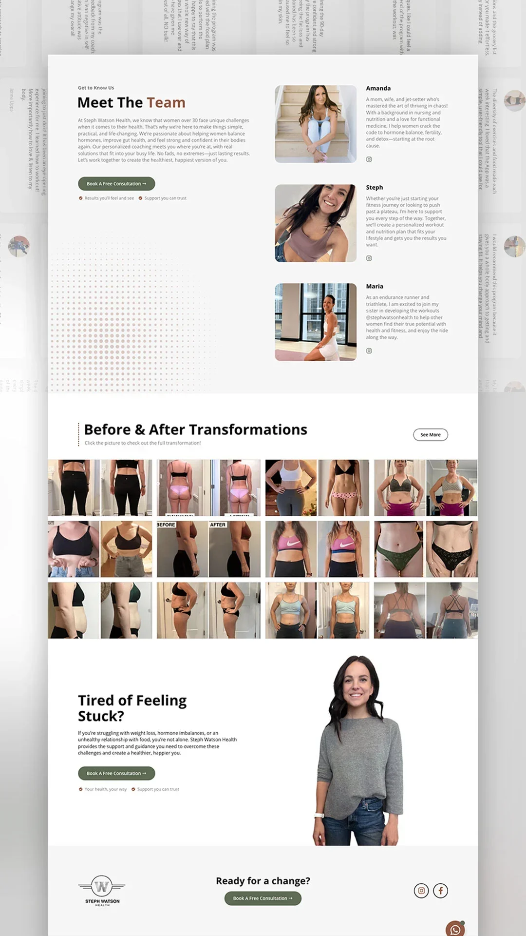Steph Watson Health team and client transformations on mobile
